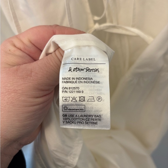 & Other Stories Los Angeles Atelier White Cotton Tie Maxi Dress Long Sleeve XS - Picture 6 of 9